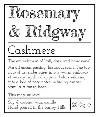 Cashmere Handpoured Luxury Candle Rosemary & Ridgway ScentiMelti Wax Melts