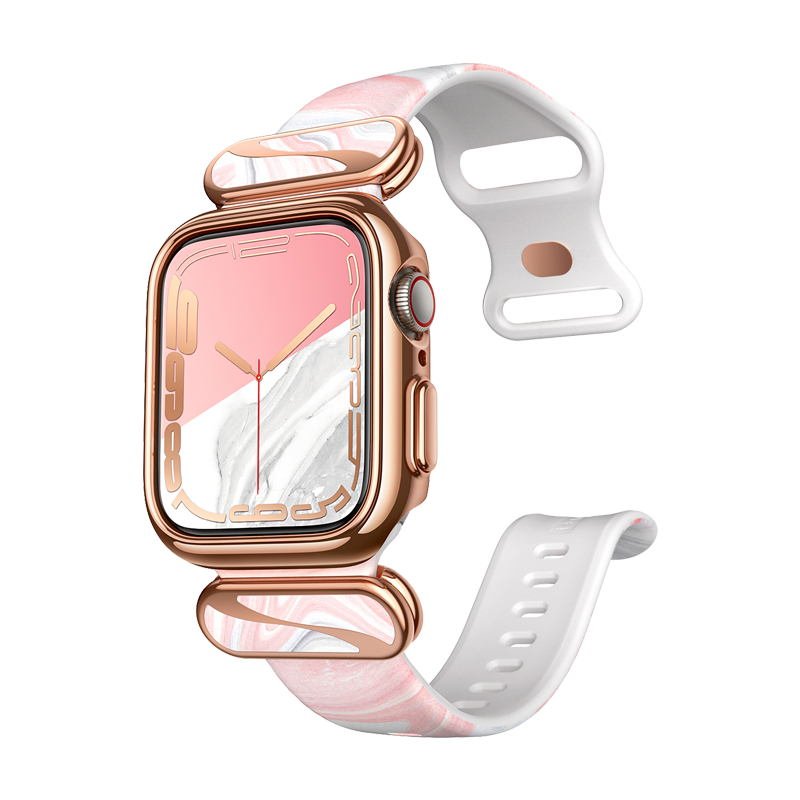 I-Blason Cosmo Luxe Case for Apple Watch Series 7 (41mm) and Apple Watch Series 4/5/6/SE (40mm)  - Marble Pink/Rose Gold - ScentiMelti Home Fragrance, Beauty & Gifts UK