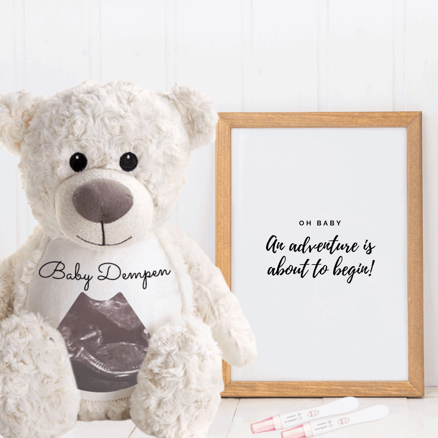 Hello Bear  Neutral Cream Baby scan photo bear, with personalised gift bag Sweetlea Gifts Ltd ScentiMelti Wax Melts