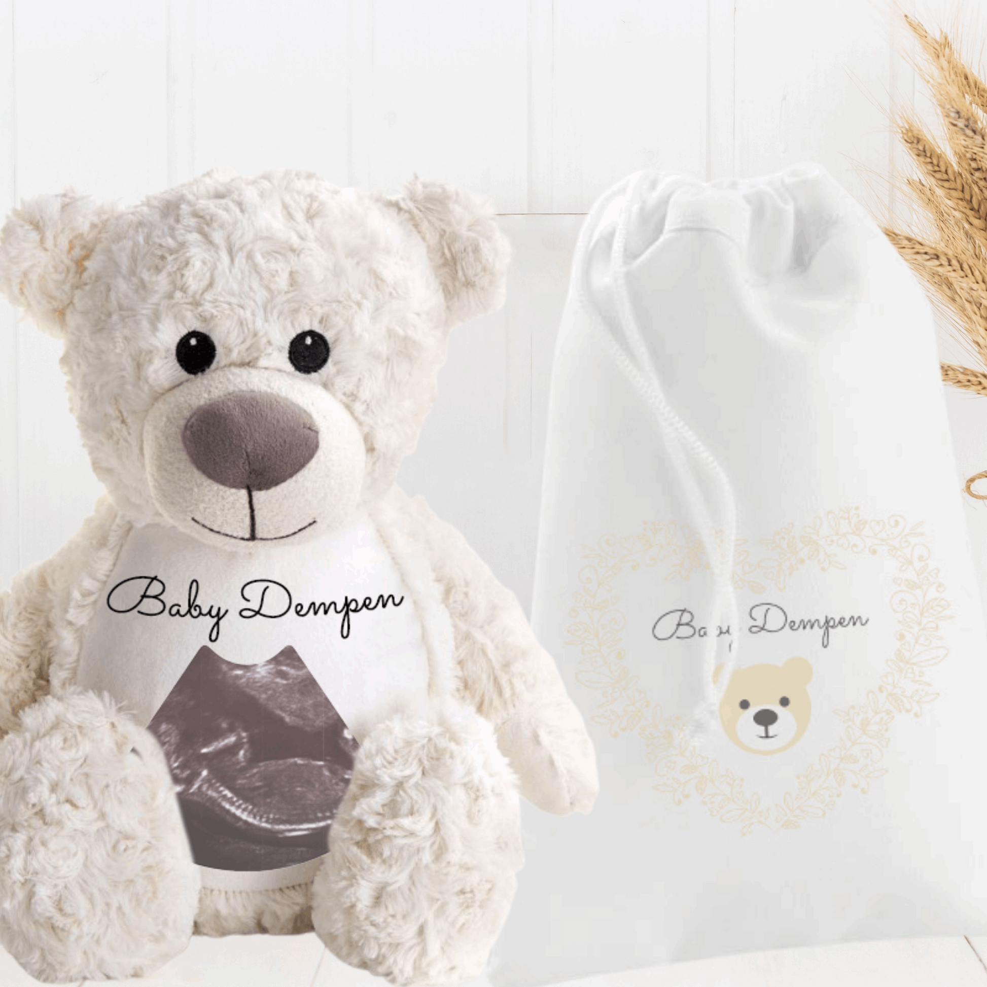 Hello Bear  Neutral Cream Baby scan photo bear, with personalised gift bag Sweetlea Gifts Ltd ScentiMelti Wax Melts