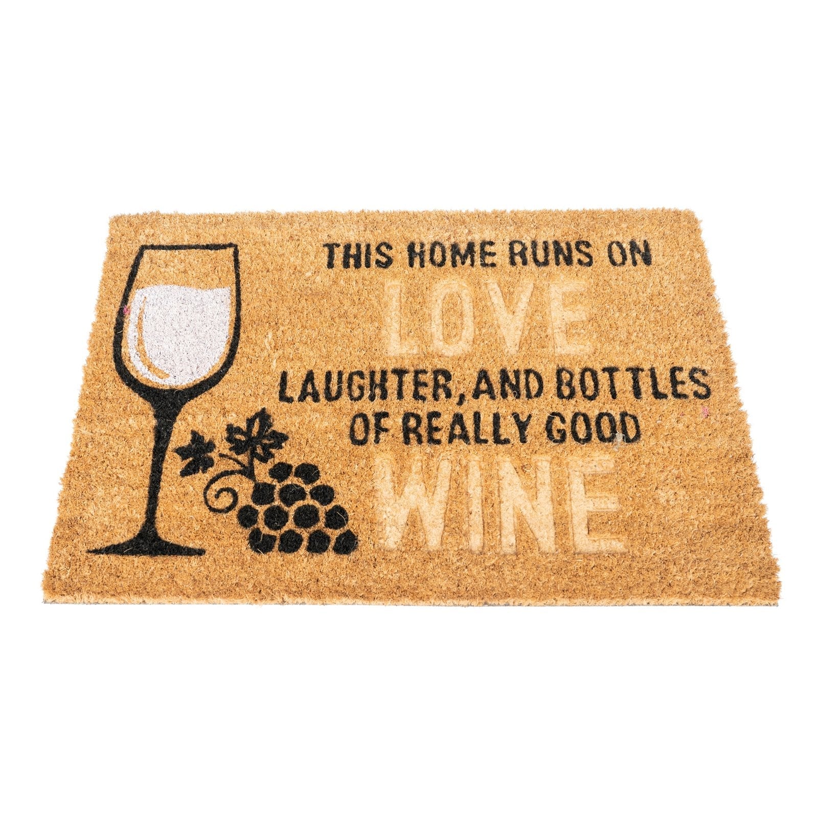 Coir Doormat with Wine Glass & Love - ScentiMelti Home Fragrance, Beauty & Gifts UK