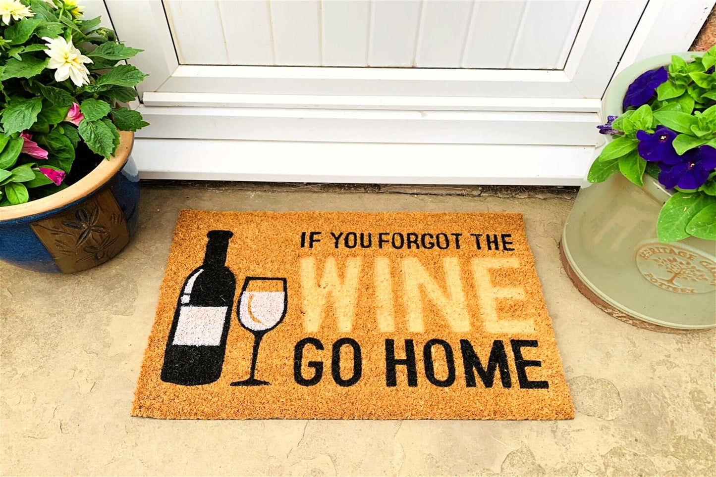 Coir Doormat with Wine Bottle & Glass - ScentiMelti Home Fragrance, Beauty & Gifts UK