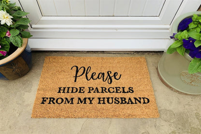 Hide Parcels from Husband Coir Doormat - ScentiMelti Home Fragrance, Beauty & Gifts UK