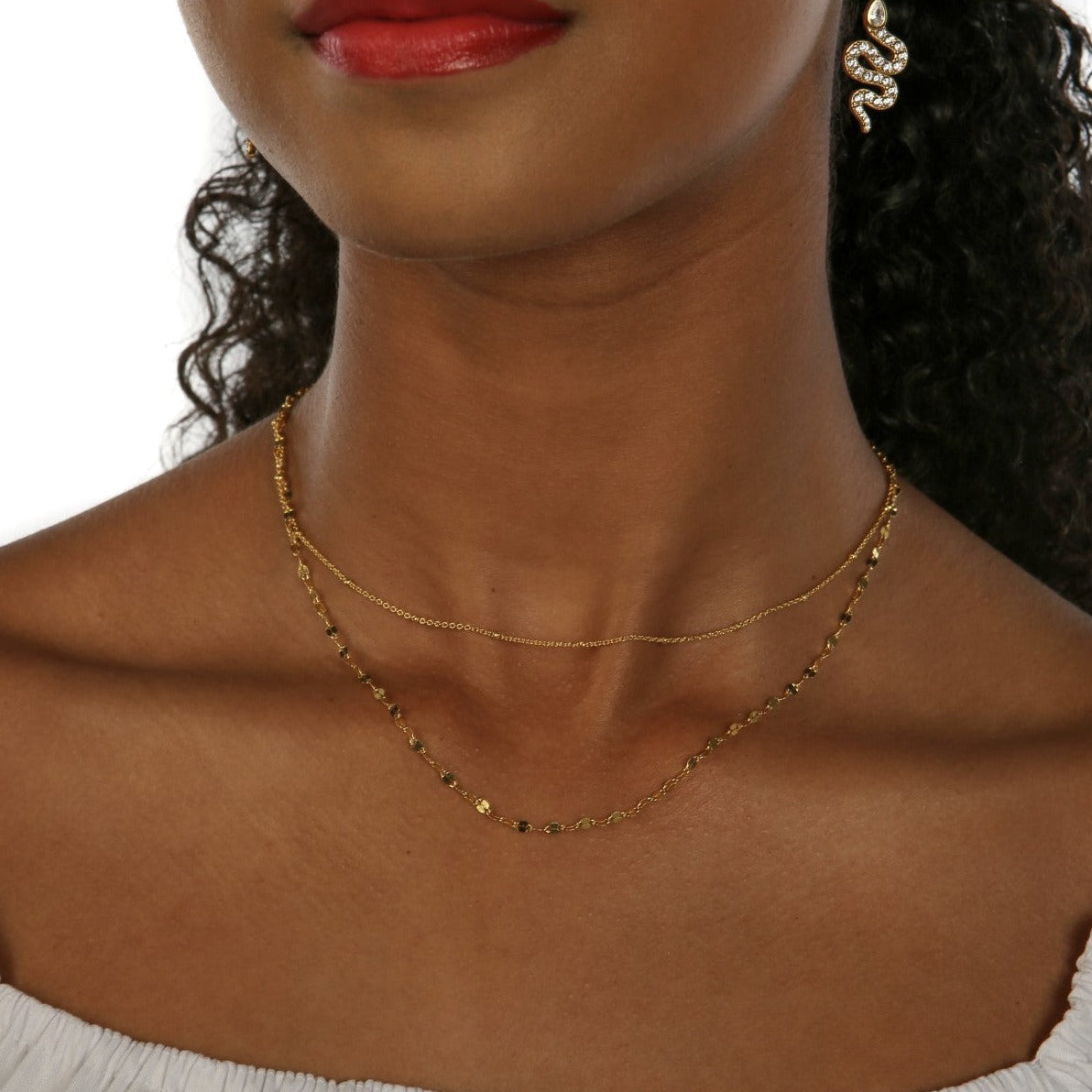 Marrakesh Minimalist Dainty Double Layer Strand Chain Necklace 18K Gold Vermeil - ScentiMelti Home Fragrance, Beauty & Gifts UK