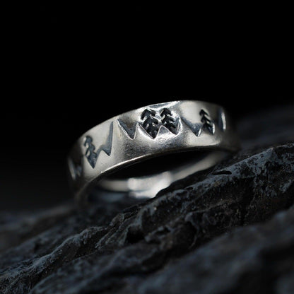 925 Sterling Silver Adjustable Mountain & Forest Ring | Mountains - ScentiMelti Home Fragrance, Beauty & Gifts UK