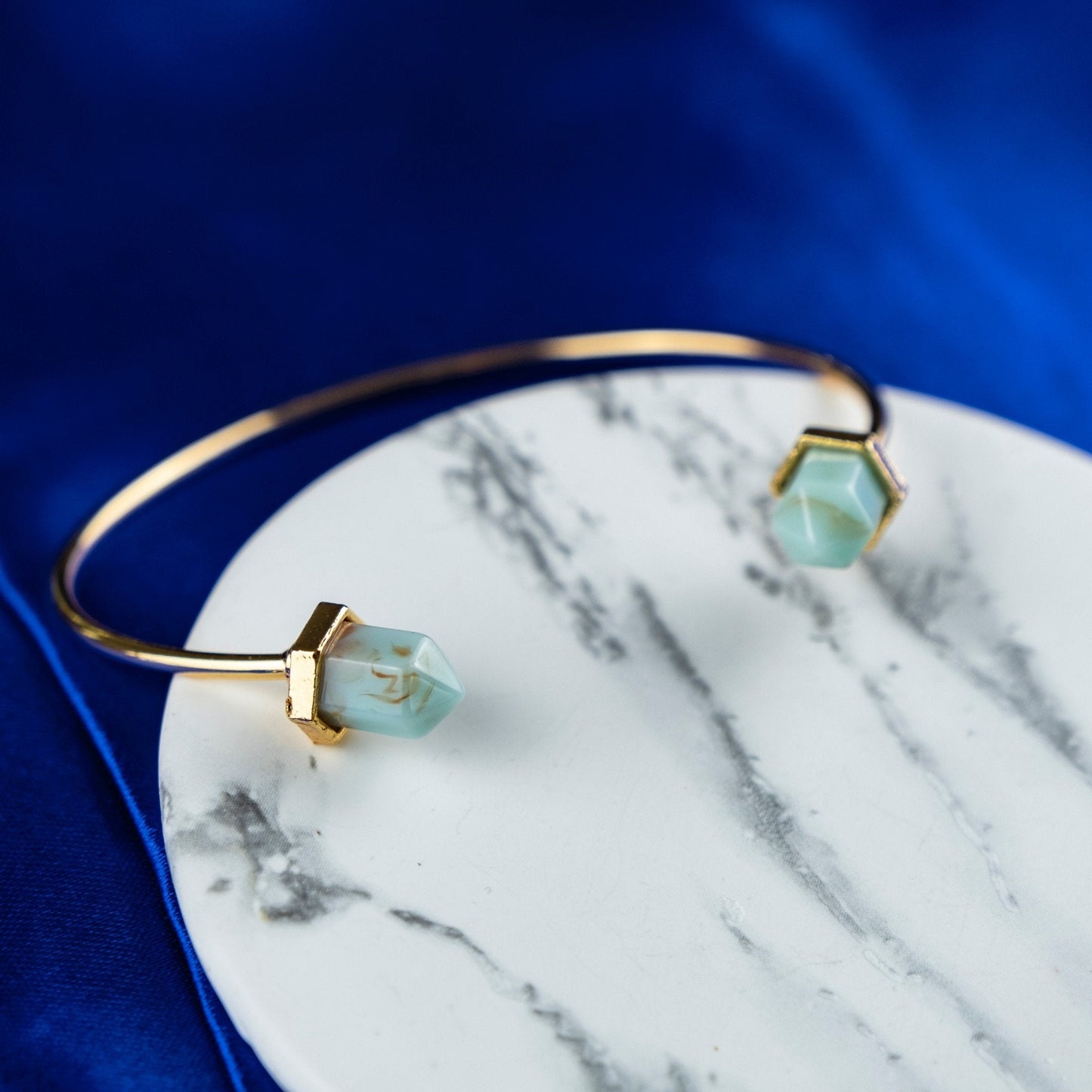 Adjustable Turquoise Stone Pencil Cuff Golden Beach Ornament Bangle - ScentiMelti Home Fragrance, Beauty & Gifts UK