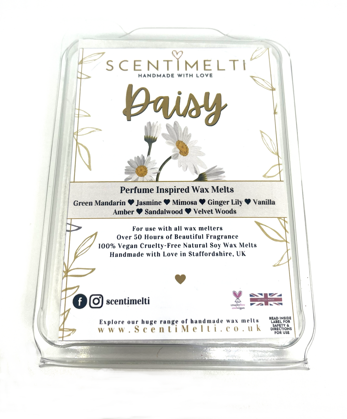 Daisy Heart Clamshell Wax Melts - ScentiMelti  Daisy Heart Clamshell Wax Melts