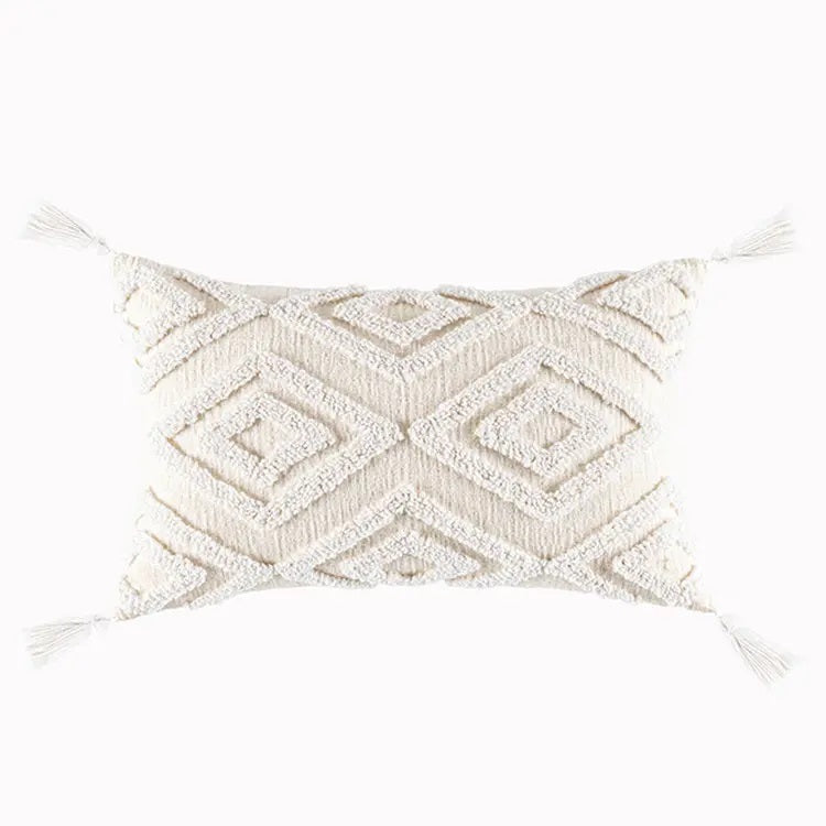 Pure Cotton Custom Boho Tassel Style Tufted Cushion Covers Home Decoration - Design 9 & 10 - ScentiMelti Home Fragrance, Beauty & Gifts UK