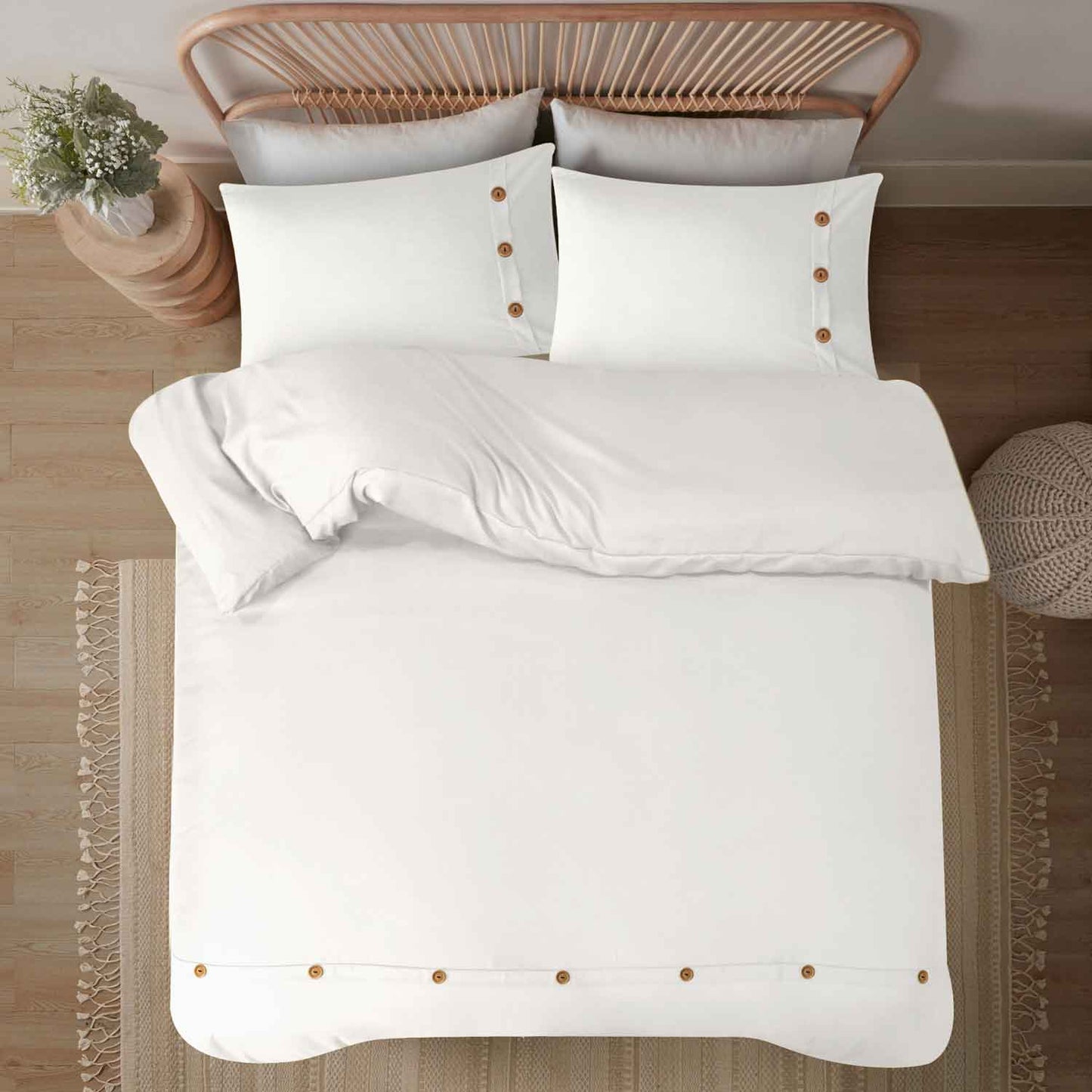 Wood Button Duvet Cover Set Cotton Passion UK ScentiMelti Wax Melts