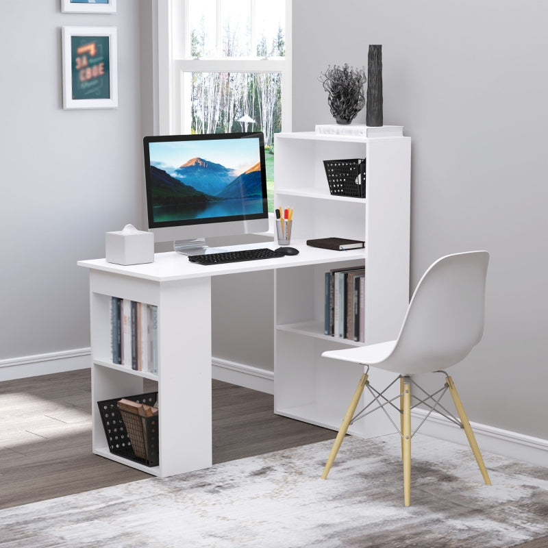 120cm Modern Computer Desk Bookshelf Study Table Workstation PC Laptop Writing Home Office 6 Shelves White - ScentiMelti Home Fragrance, Beauty & Gifts UK