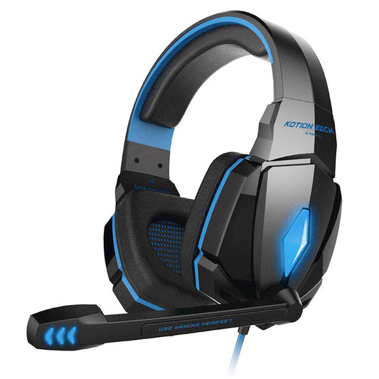 Pro LED Gaming Headset Stereo 3.5mm Wired Headphone - Black+Blue - ScentiMelti Home Fragrance, Beauty & Gifts UK