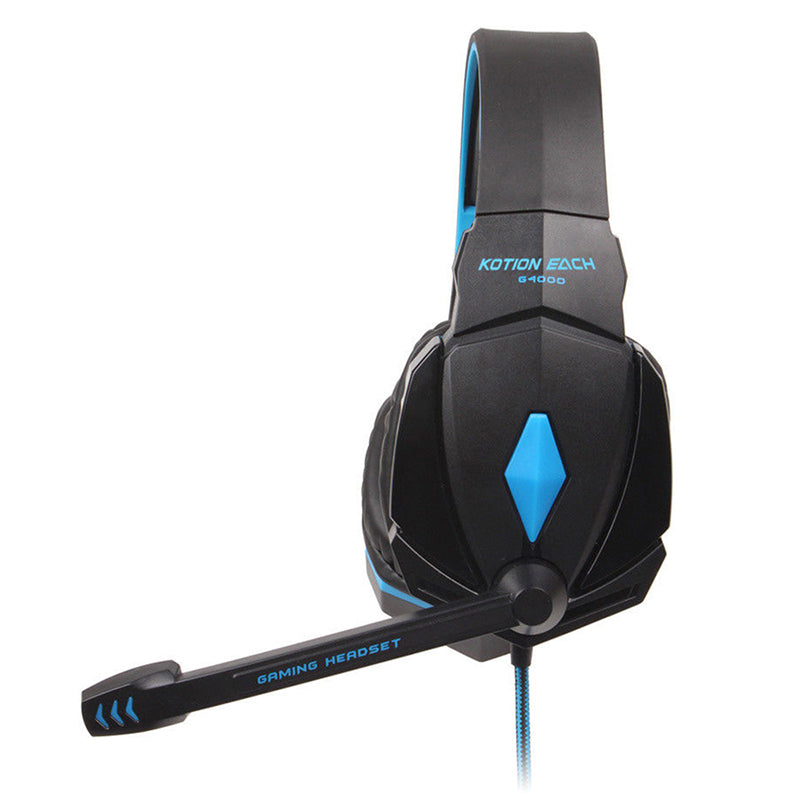 Pro LED Gaming Headset Stereo 3.5mm Wired Headphone - Black+Blue - ScentiMelti Home Fragrance, Beauty & Gifts UK