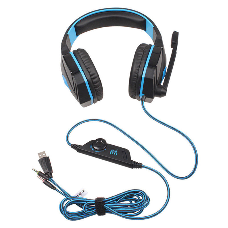 Pro LED Gaming Headset Stereo 3.5mm Wired Headphone - Black+Blue - ScentiMelti Home Fragrance, Beauty & Gifts UK