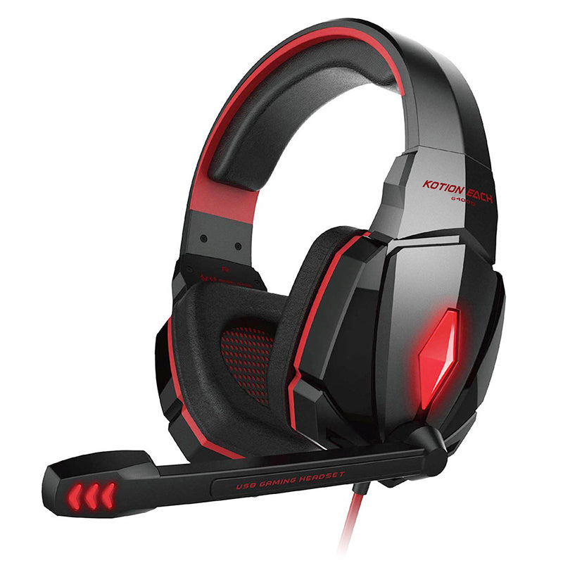 Pro LED Gaming Headset Stereo 3.5mm Wired Headphone - Red+Black - ScentiMelti Home Fragrance, Beauty & Gifts UK