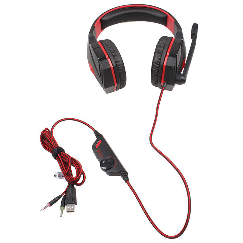 Pro LED Gaming Headset Stereo 3.5mm Wired Headphone - Red+Black - ScentiMelti Home Fragrance, Beauty & Gifts UK