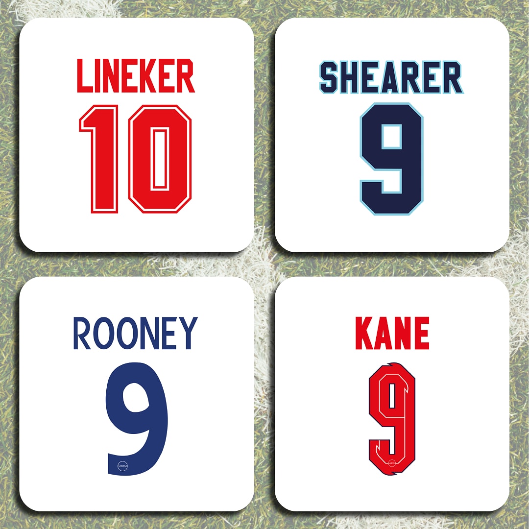 England Retro Striker Legends Football Coasters - Set of 4 MOTM Football ScentiMelti Wax Melts