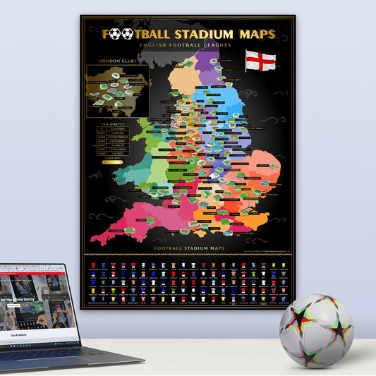 England Football Stadium Scratch-Off Map - ScentiMelti Home Fragrance, Beauty & Gifts UK