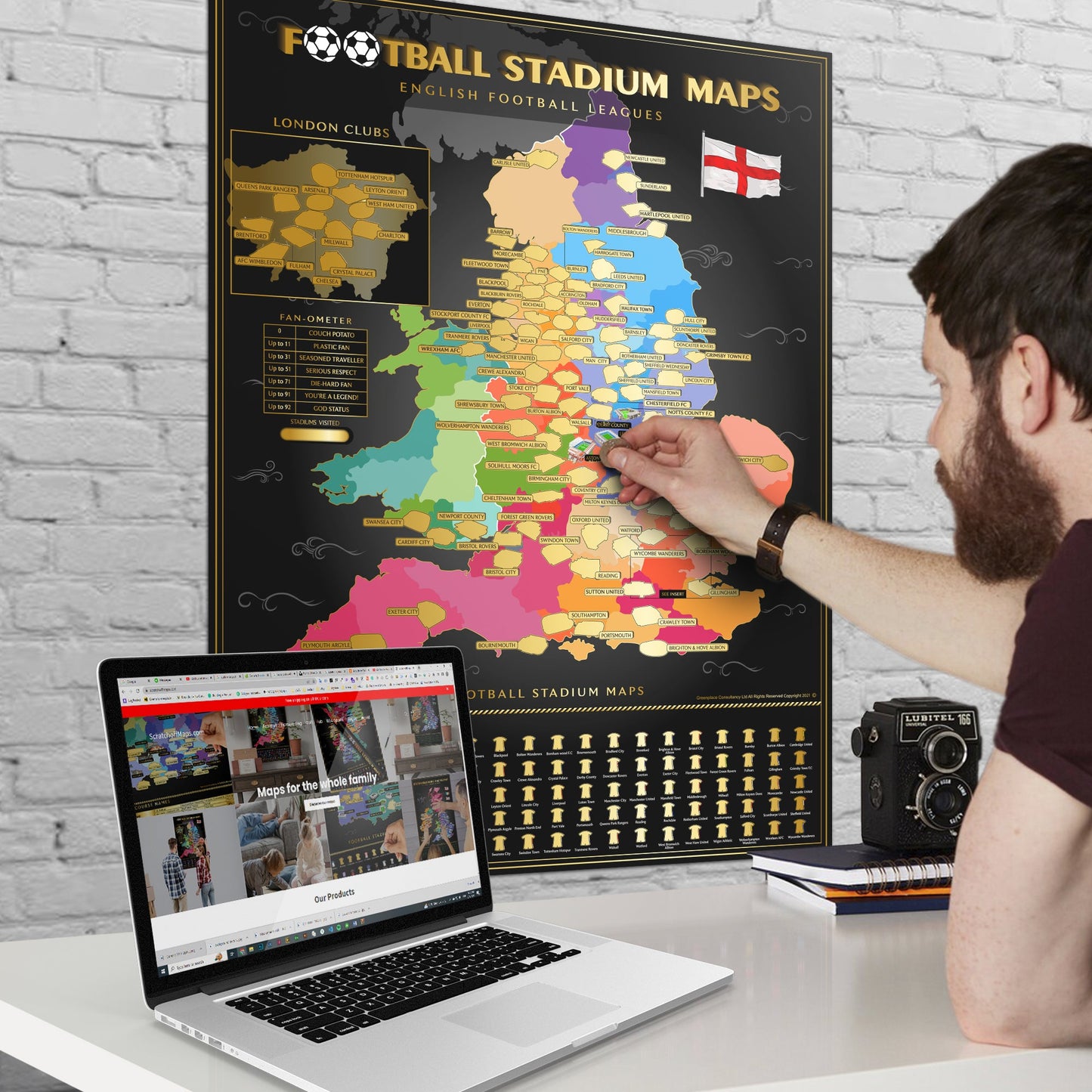 England Football Stadium Scratch-Off Map - ScentiMelti Home Fragrance, Beauty & Gifts UK