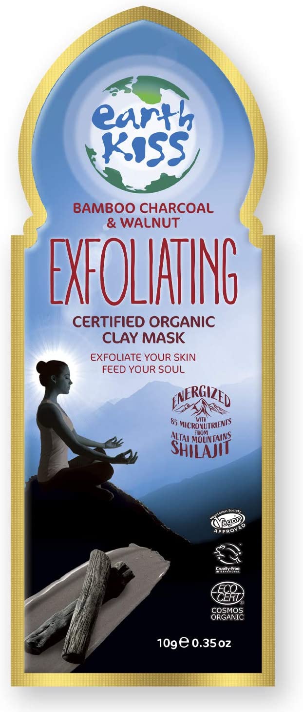 Earth Kiss Inspirations Exfoliating Organic Clay Mask (10g) with Shilajit, Bamboo Charcoal and Walnut to Exfoliate Your Skin Beauty Goddess ScentiMelti Wax Melts