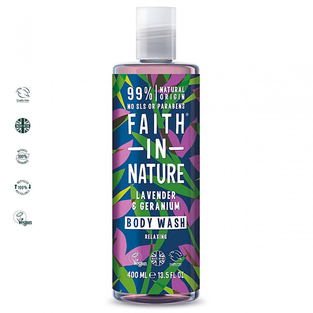 Faith in Nature Lavender & Geranium Body Wash - 400ml - ScentiMelti Home Fragrance, Beauty & Gifts UK