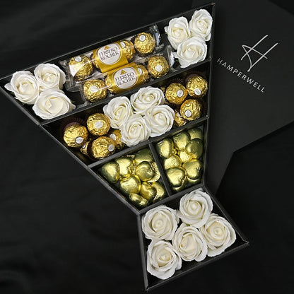 Ferrero Rocher Signature Chocolate Bouquet With Ivory Roses - ScentiMelti  Ferrero Rocher Signature Chocolate Bouquet With Ivory Roses