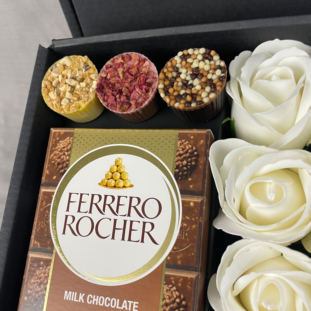 Ferrero Rocher Ultimate Gift Hamper With Ivory Roses