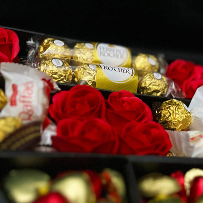 Ferrero Rocher & Raffaello Signature Chocolate Bouquet With Red Roses - ScentiMelti  Ferrero Rocher & Raffaello Signature Chocolate Bouquet With Red Roses