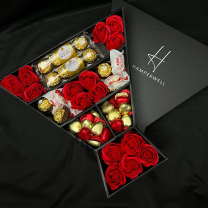 Ferrero Rocher & Raffaello Signature Chocolate Bouquet With Red Roses - ScentiMelti  Ferrero Rocher & Raffaello Signature Chocolate Bouquet With Red Roses