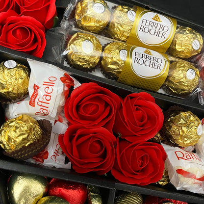 Ferrero Rocher & Raffaello Signature Chocolate Bouquet With Red Roses - ScentiMelti  Ferrero Rocher & Raffaello Signature Chocolate Bouquet With Red Roses