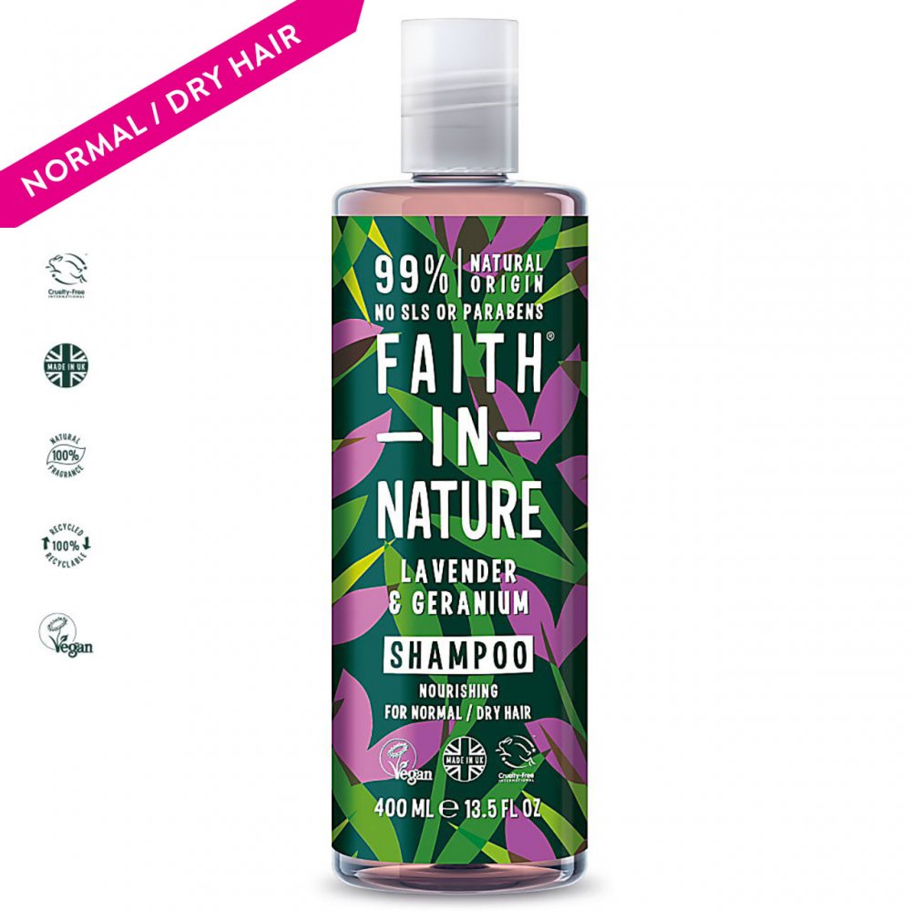 Faith in Nature Lavender & Geranium Shampoo, 400ml - ScentiMelti Home Fragrance, Beauty & Gifts UK