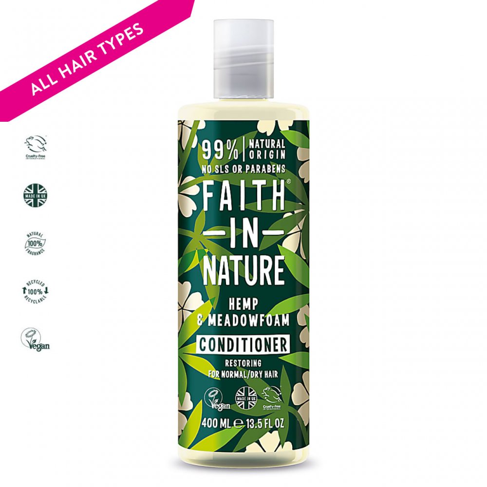 Faith in Nature Organic Hemp & Meadowfoam Natural Conditioner, 400ml - ScentiMelti Home Fragrance, Beauty & Gifts UK