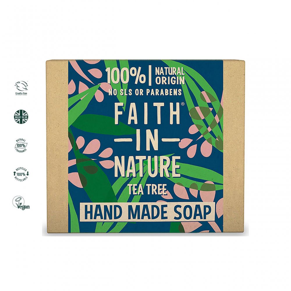 Faith in Nature Hand Made Organic Tea Tree Soap 100g - ScentiMelti Home Fragrance, Beauty & Gifts UK