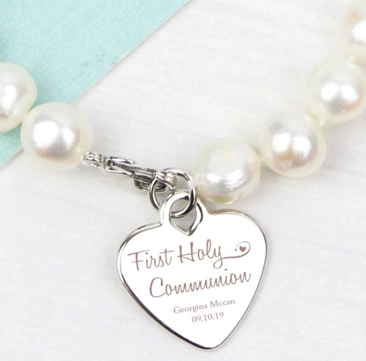 First Holy Communion Personalised White Freshwater Pearl Bracelet Sweetlea Gifts Ltd ScentiMelti Wax Melts