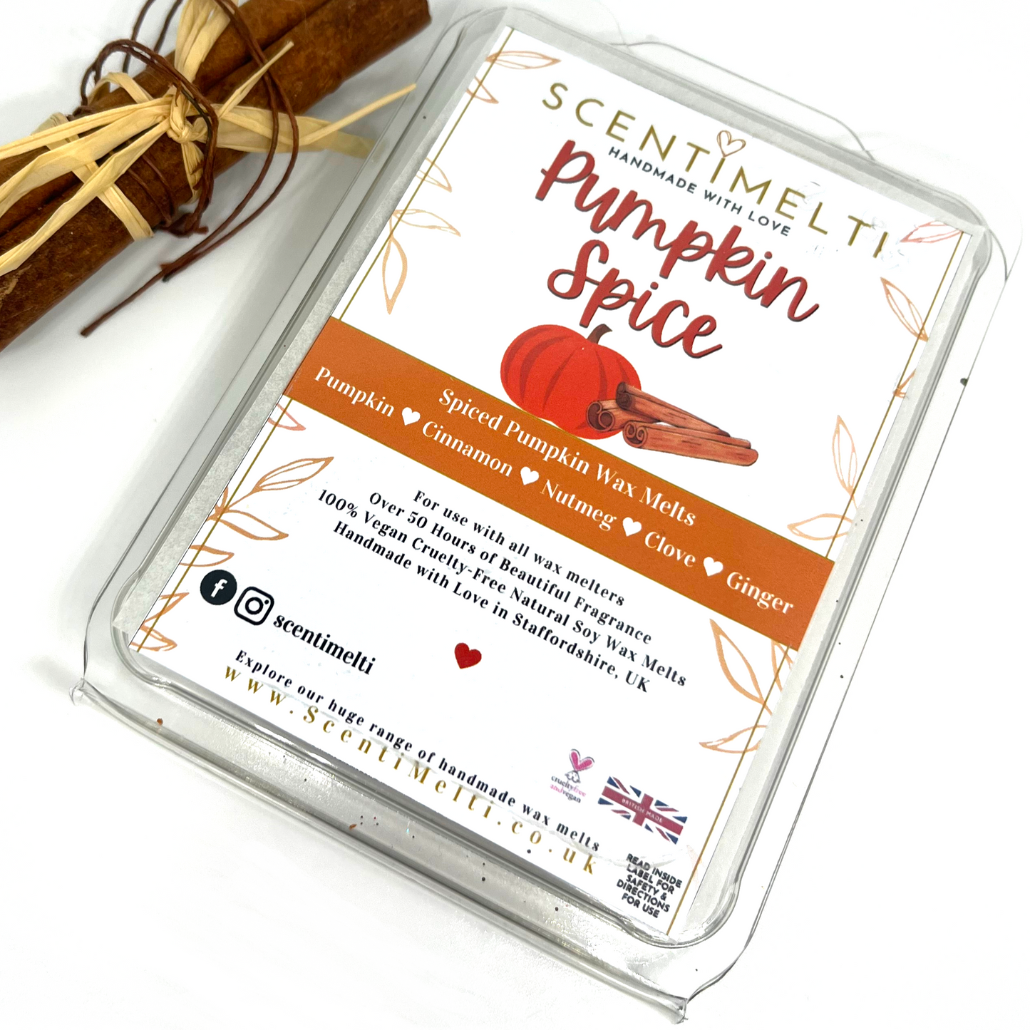 Pumpkin Spice Heart Clamshell Wax Melts - ScentiMelti  Pumpkin Spice Heart Clamshell Wax Melts