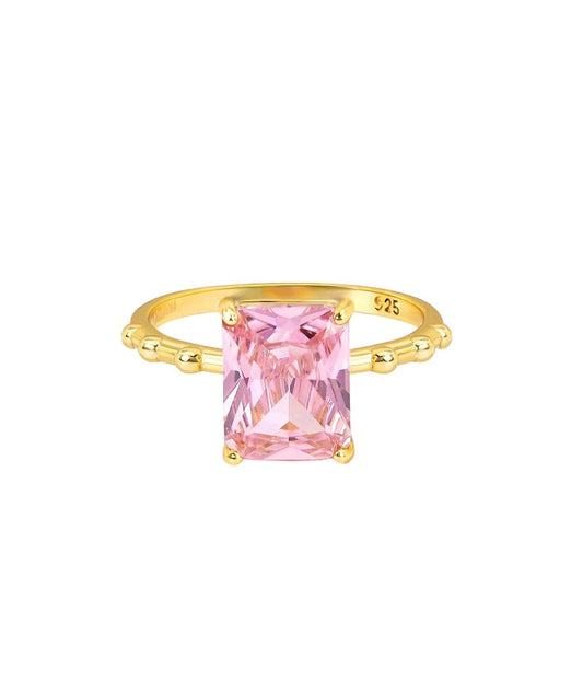 Pink Rock Statement Cocktail Ring 18K Gold on Sterling Silver - ScentiMelti Home Fragrance, Beauty & Gifts UK