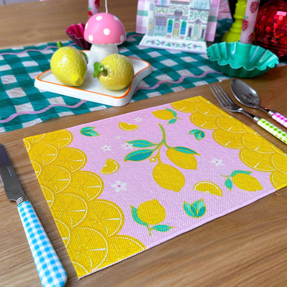 Lemon linen placemat in medium and large size - ScentiMelti Home Fragrance, Beauty & Gifts UK