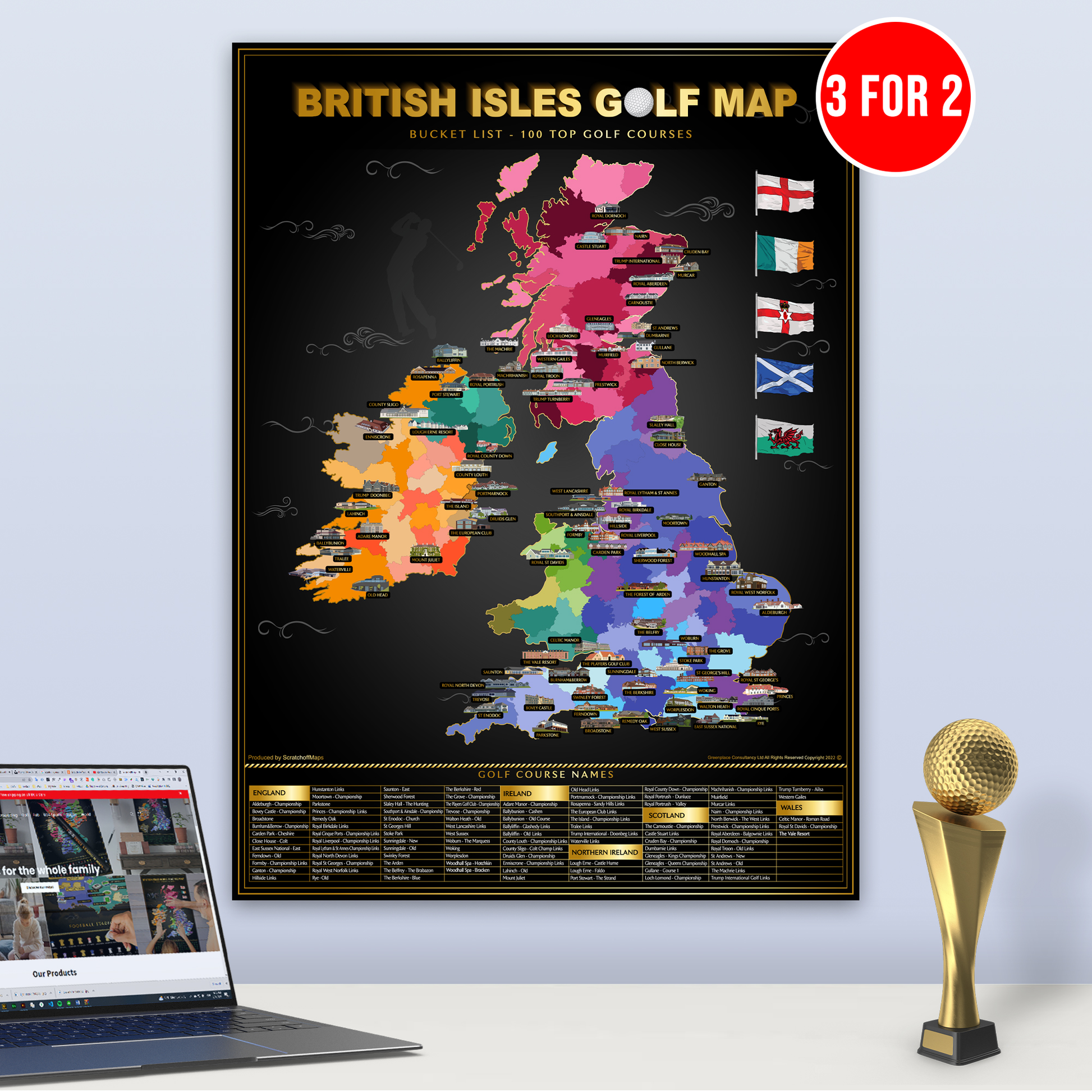 British Isles Golf Map Football Stadium Maps ScentiMelti Wax Melts