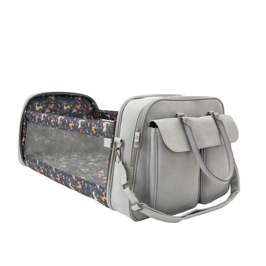 Baby Travel Crib Changing Bag - Vegan Leather Whisper Grey - Pod® - ScentiMelti Home Fragrance, Beauty & Gifts UK