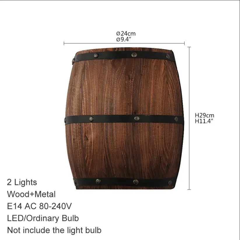 Retro Wood Barrel Wall Light Fixture - ScentiMelti Home Fragrance, Beauty & Gifts UK