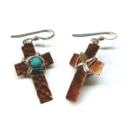 Hammered Copper Cross Earrings with Turquoise Beads The Positive Company ScentiMelti Wax Melts