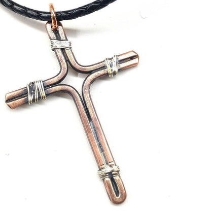 Handmade Copper and Silver Wire Cross Necklace for Him - ScentiMelti Home Fragrance, Beauty & Gifts UK