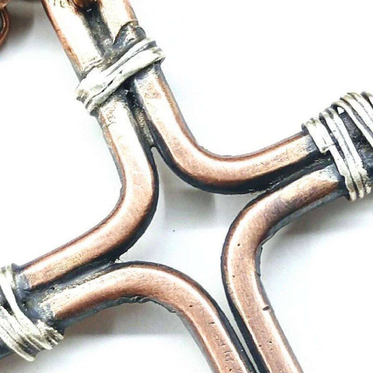 Handmade Copper and Silver Wire Cross Necklace for Him - ScentiMelti Home Fragrance, Beauty & Gifts UK