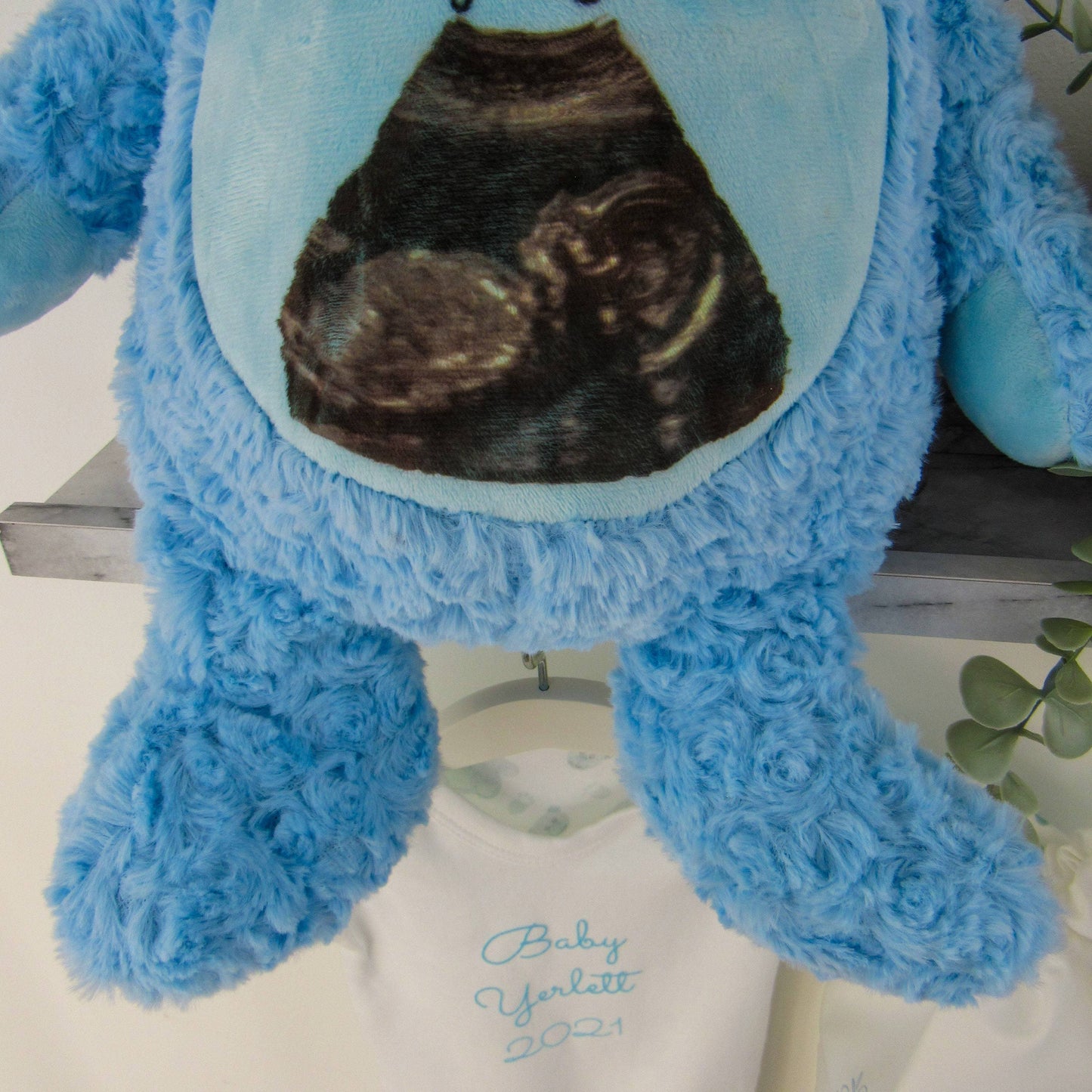 Hello Bear Blue Baby scan photo bear, with personalised gift bag Sweetlea Gifts Ltd ScentiMelti Wax Melts