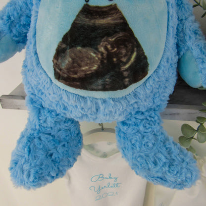 Hello Bear Blue Baby scan photo bear, with personalised gift bag Sweetlea Gifts Ltd ScentiMelti Wax Melts