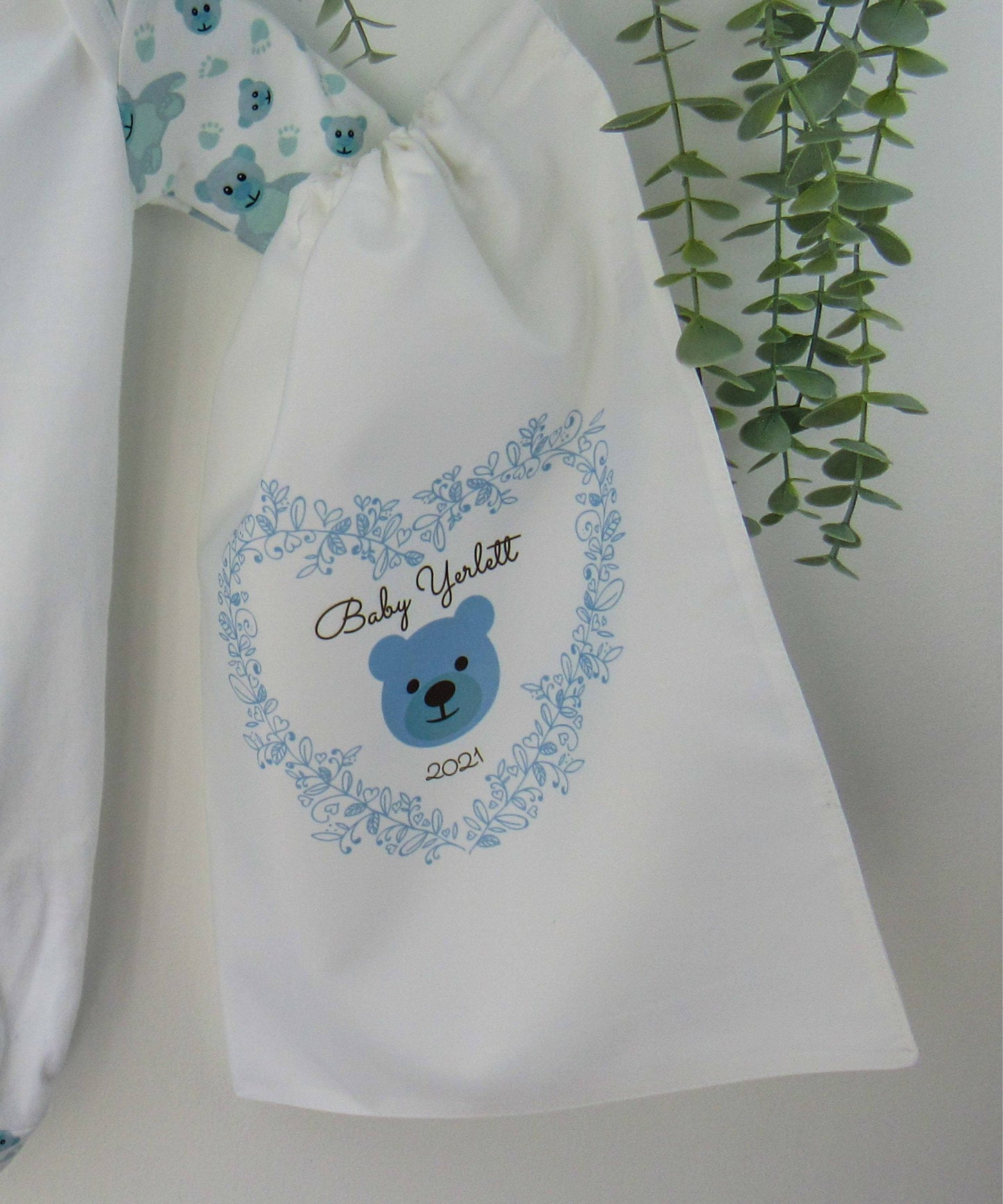 Hello Bear Blue Baby scan photo bear, with personalised gift bag Sweetlea Gifts Ltd ScentiMelti Wax Melts