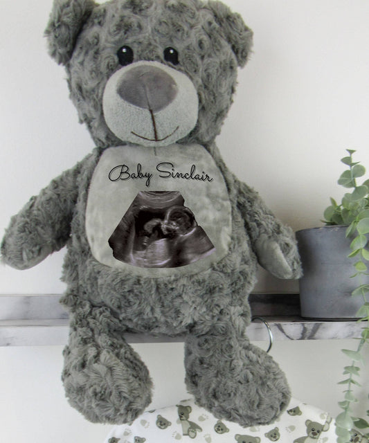 Hello Bear Grey Baby scan photo bear, with personalised gift bag Sweetlea Gifts Ltd ScentiMelti Wax Melts