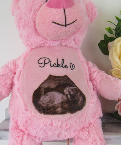 Hello Bear Pink Baby scan photo bear, with personalised gift bag Sweetlea Gifts Ltd ScentiMelti Wax Melts