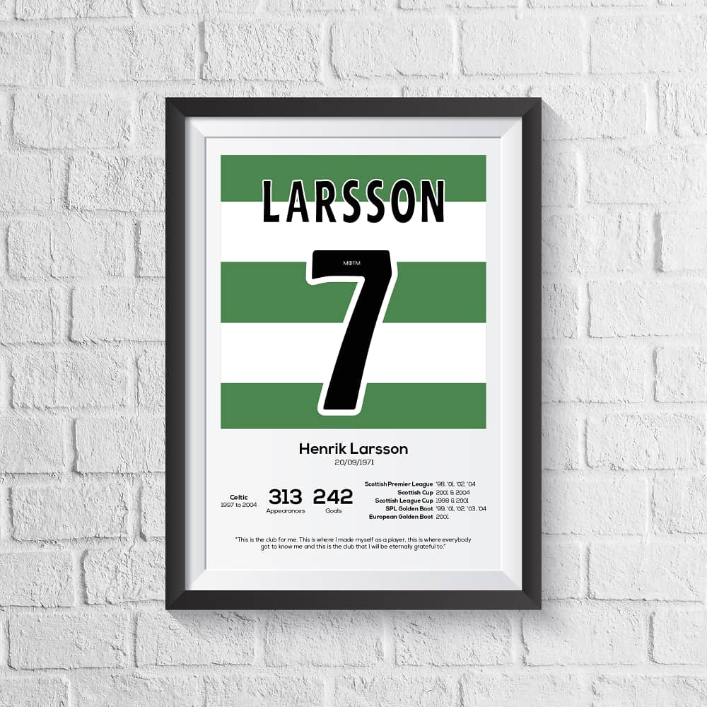 Henrik Larsson Celtic Legend Stats Print MOTM Football ScentiMelti Wax Melts