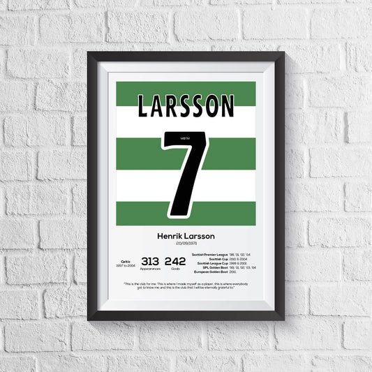 Henrik Larsson Celtic Legend Stats Print MOTM Football ScentiMelti Wax Melts