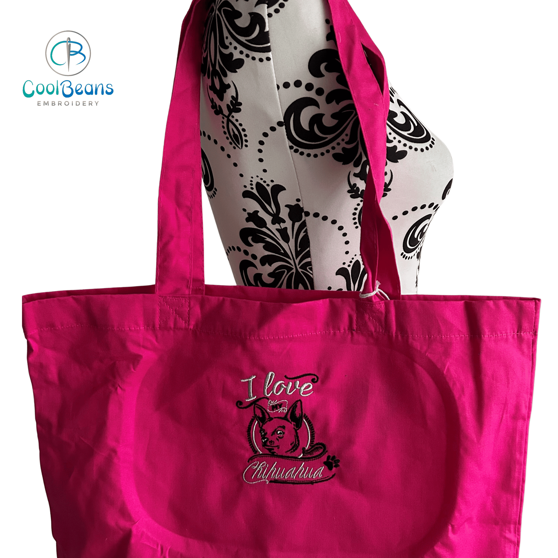 Chihuahua Love Dog Tote / Shopper Bag - Personalised Cool Beans Embroidery & Personalisation ScentiMelti Wax Melts